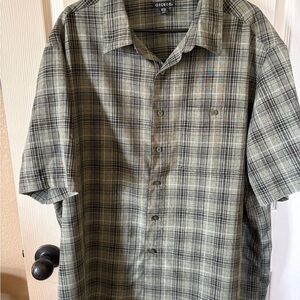 George Men's Short-Sleeve Plaid Button-Down Shirt - Olive and Black
